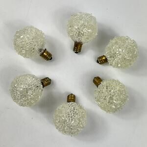 GE Ice Frosted Sugar Round Light Bulbs Set of 6 White Clear C7 Untested
